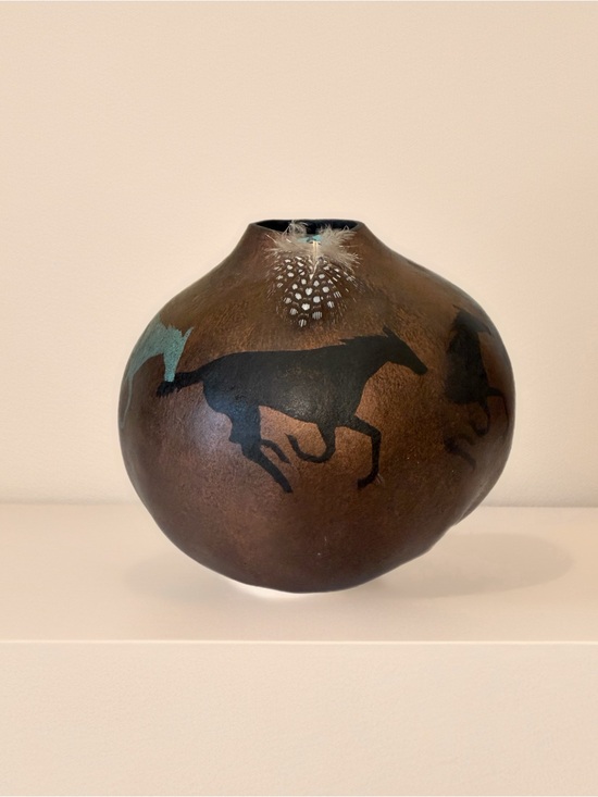 Horses Other - Galloping horses Handcrafted copper bronze Horse Motif Decorative Gourd Vase